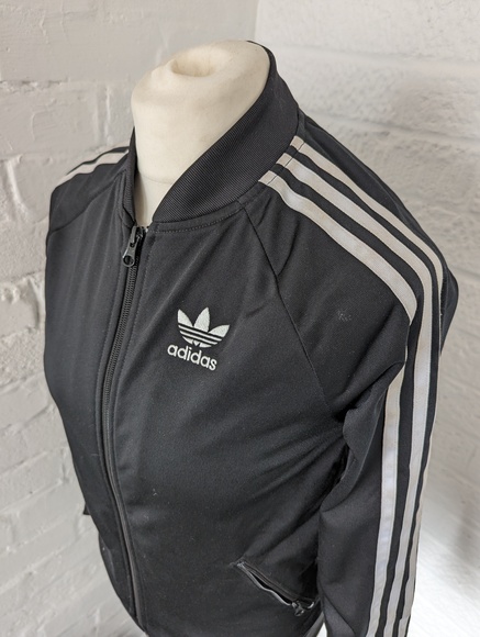 Adidas Originals Full Zip Track Top - Size 6 - Black & White - P2P 17" - Picture 4 of 8